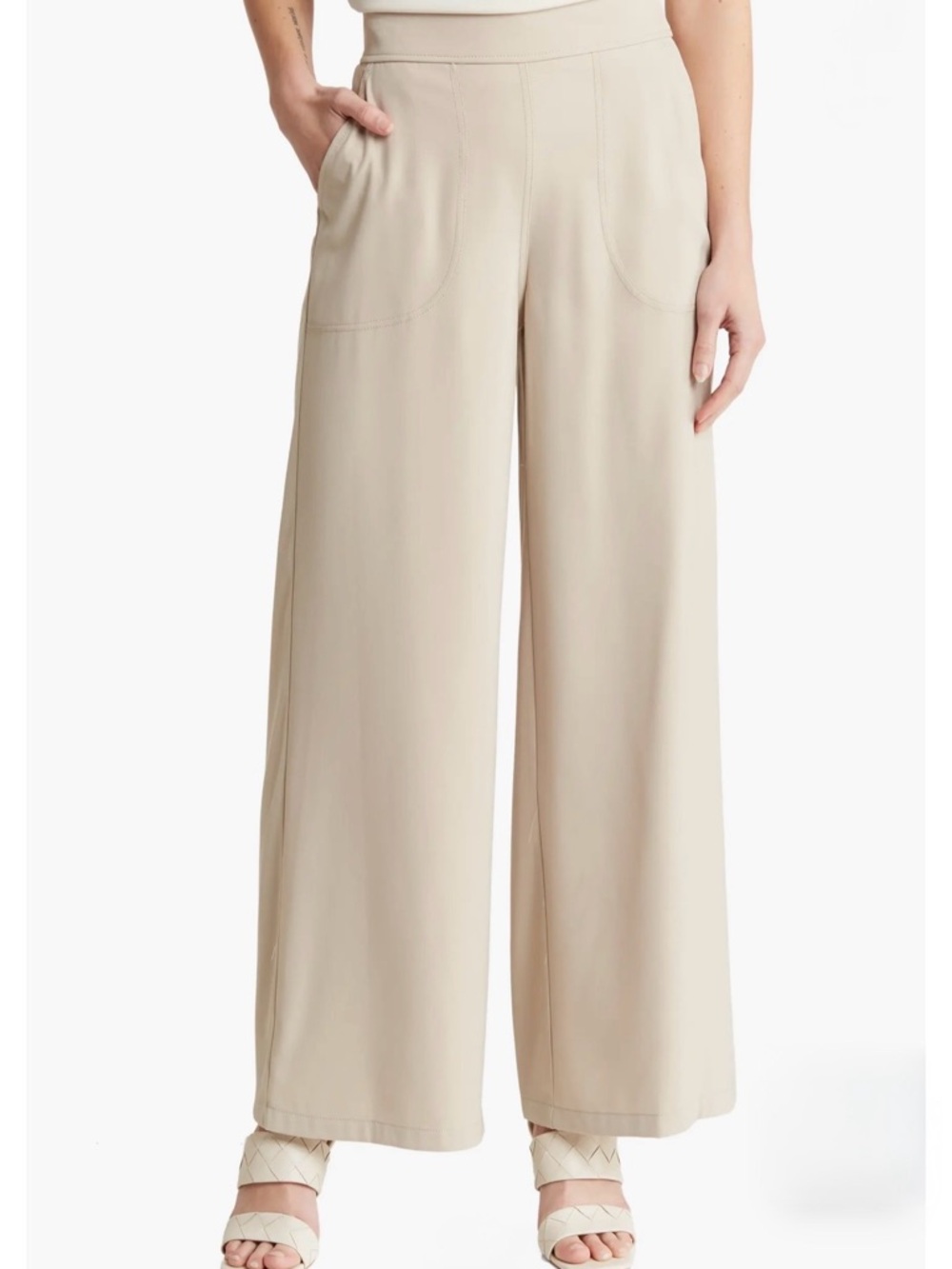 NWT Max Studio Wide-Leg Pants in Light Beige